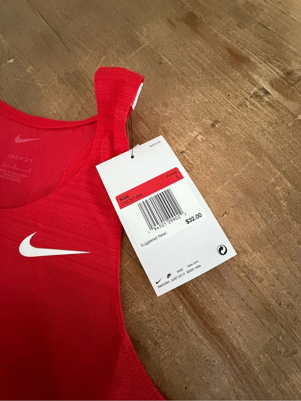 Nike Kid’s Boys Girls Red Racerback Running Tank Top Size Large NWT